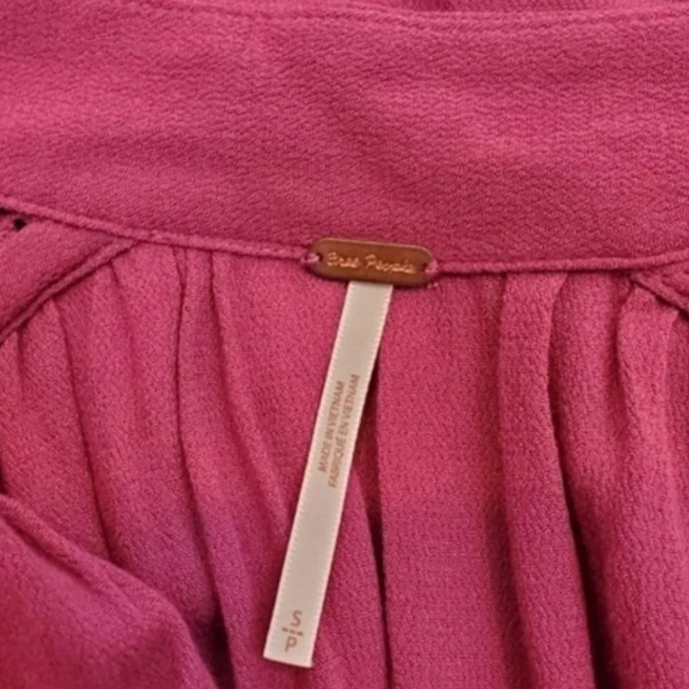 Free People Little Bit Of Love Raspberry long sleeve blouse